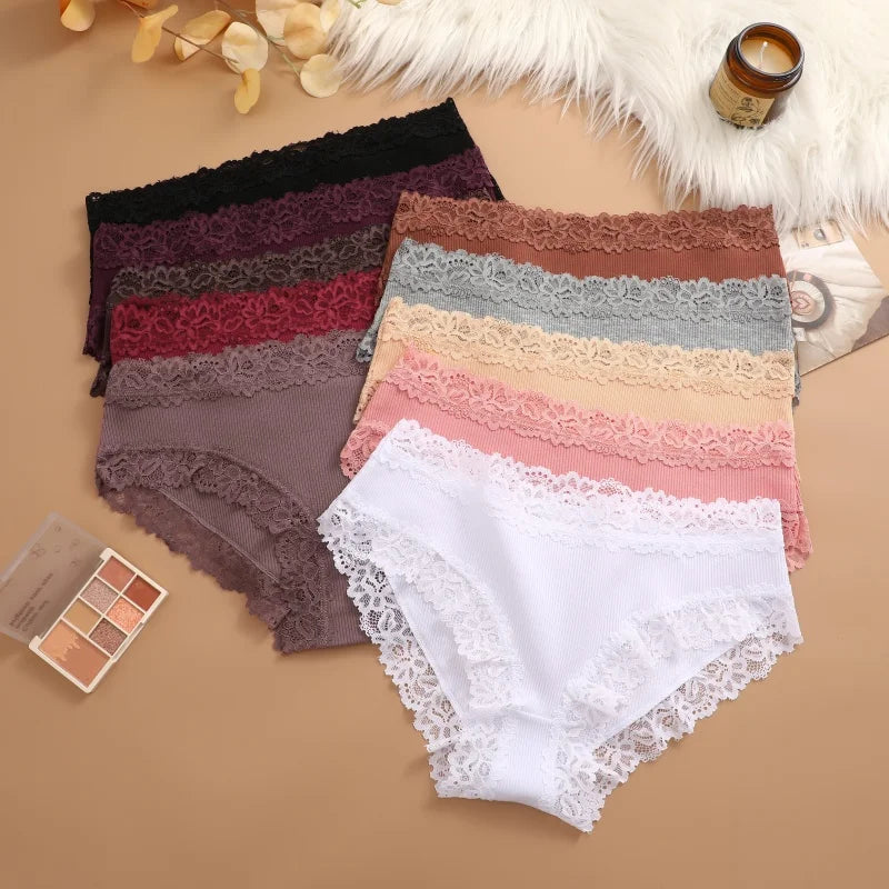 Sexy Cotton Lace Panty Women Low Waist Panties Underwear S-XL Solid Color Ladies Briefs Lingere Underware Comfortable Women