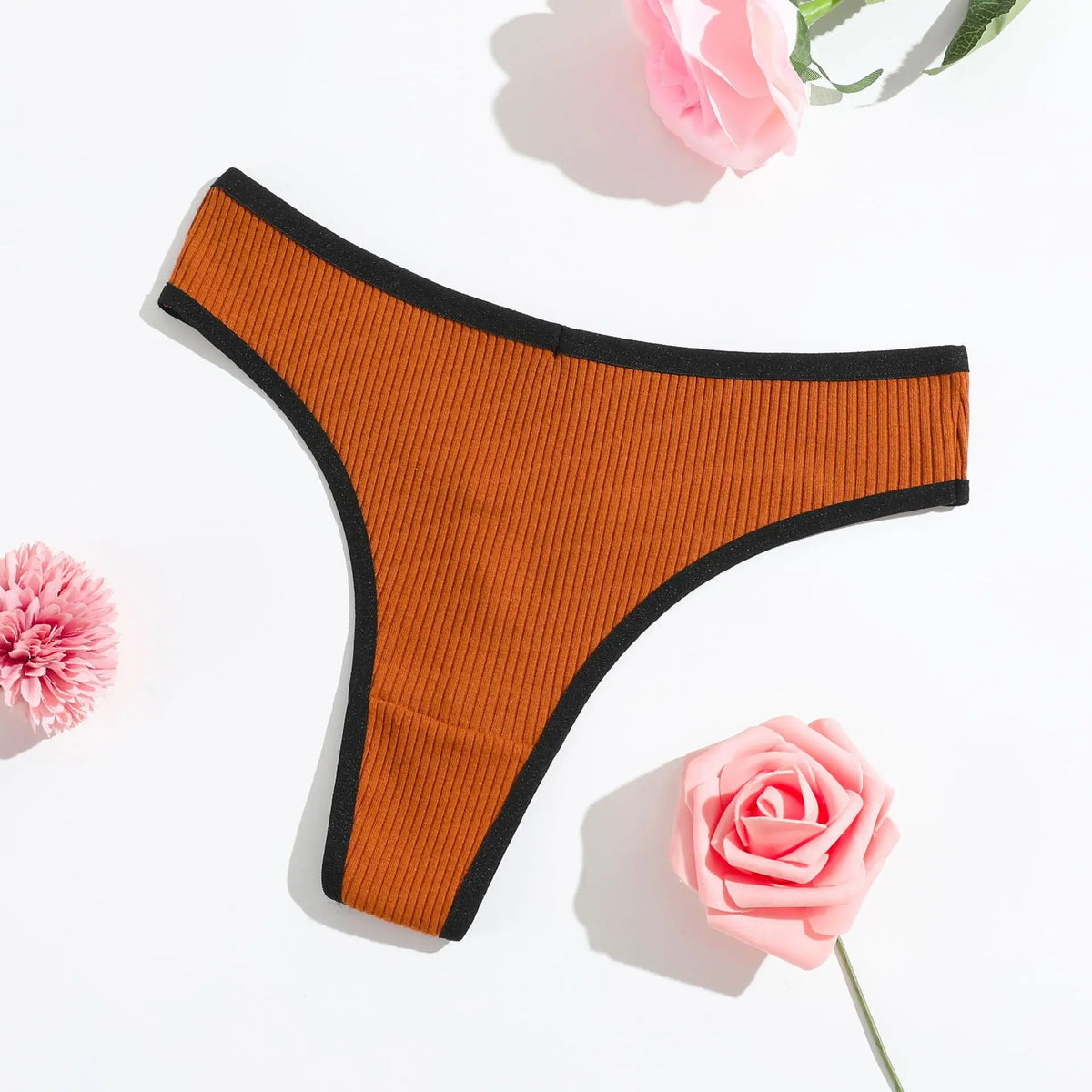 1pcs Seamless Cotton Thong Ribbed Ladies Panties Low Rise Solid Color Sexy G-string Panties Female Breathable Underwear