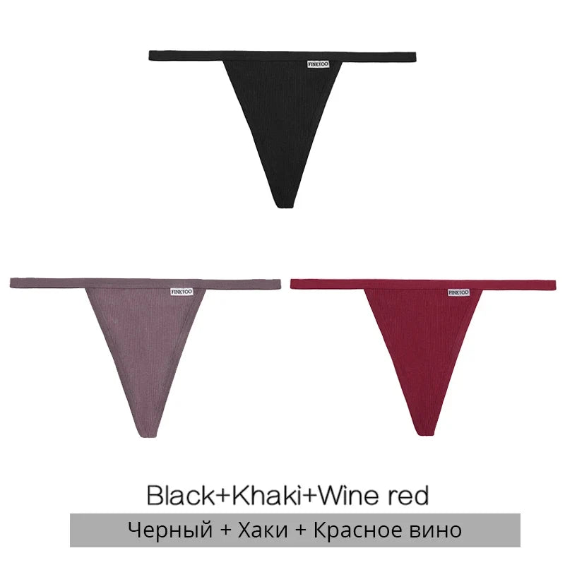3Pcs/set Cotton Thongs M-XL Sexy Bikini Panties Women T-Back Underpants Girls Low Waist G-string Underwear Female Lingerie 2022