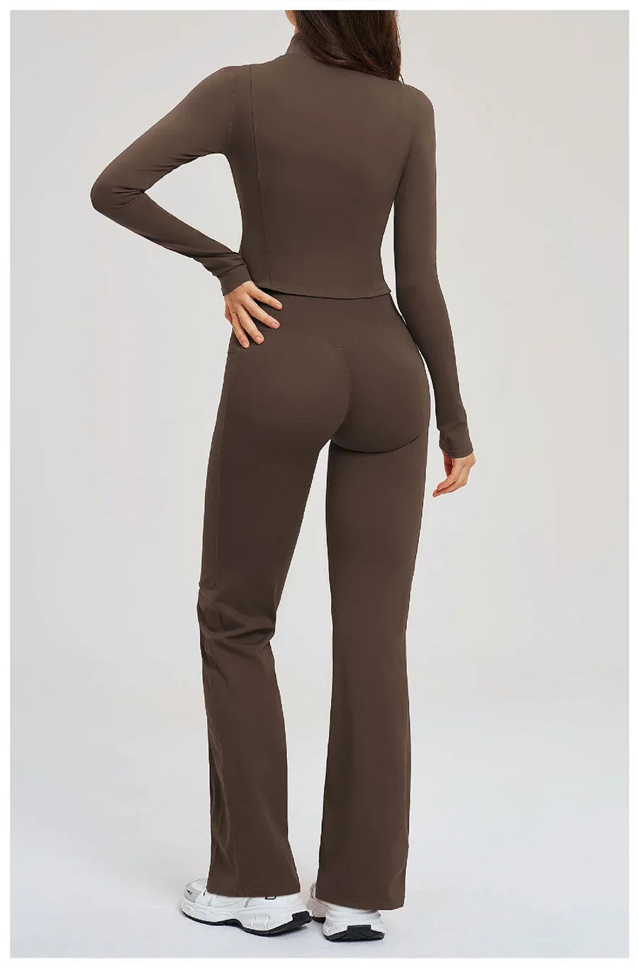 2PCS Yoga Set Gym Clothes Sportswear Seamless Women Fitness Long Sleeved Tracksuits Sports Workout Gym Flared Leggings Athletic