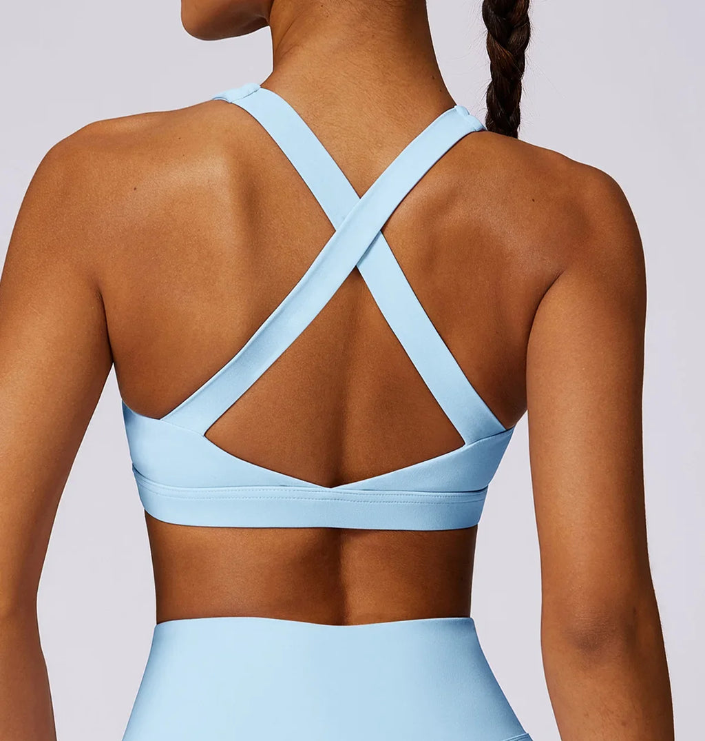 Hearuisavy Sports Bra Gym Underwear High Strength Shockproof Running Yoga Crop Top Breathable Pilates Push Up Fitness Tops Women