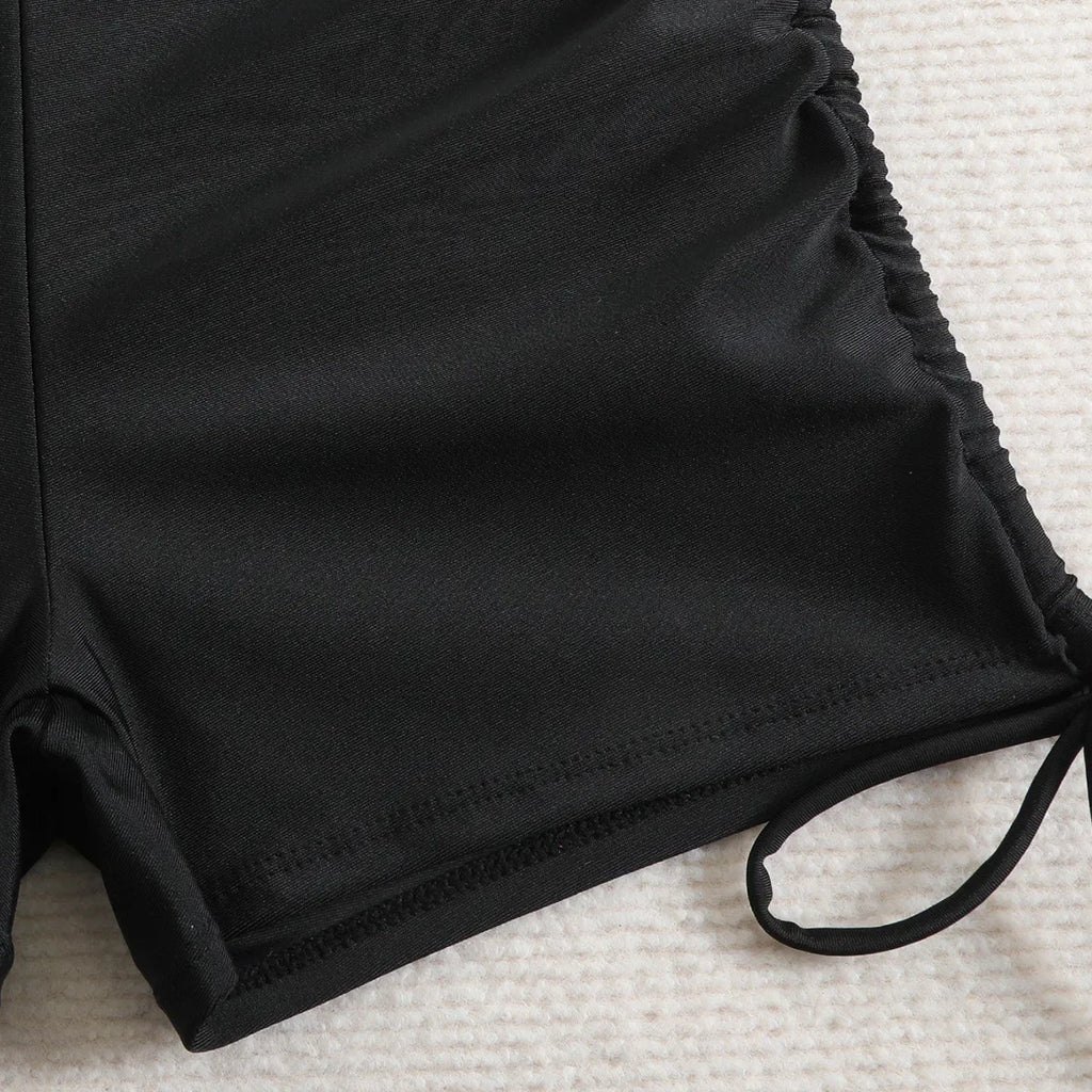 Vintage Black Leopard Print Bikini Set 2025 Women Drawstring Side High Waist Panties Swimsuit Bathing Suit Swimwear Beachwear