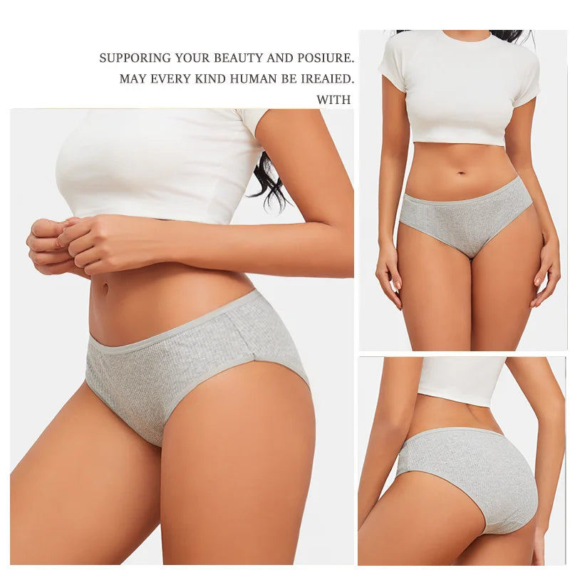 7Pcs/Set Women's Seamless Cotton Briefs Women Panties Solid Color Breathable Underwear Female Low Waist Soft Lingerie S-XXL