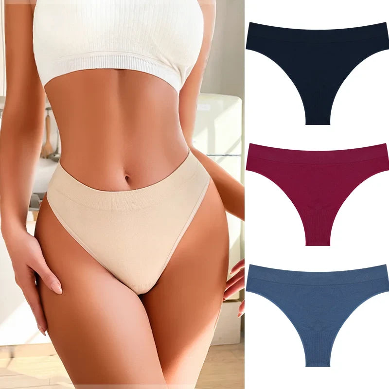 3PCS Seamless Women's Lingerie Female Thongs Sexy Underwear Low-Rise Underpant Women's Panties Intimates Bikini Briefs S-XL