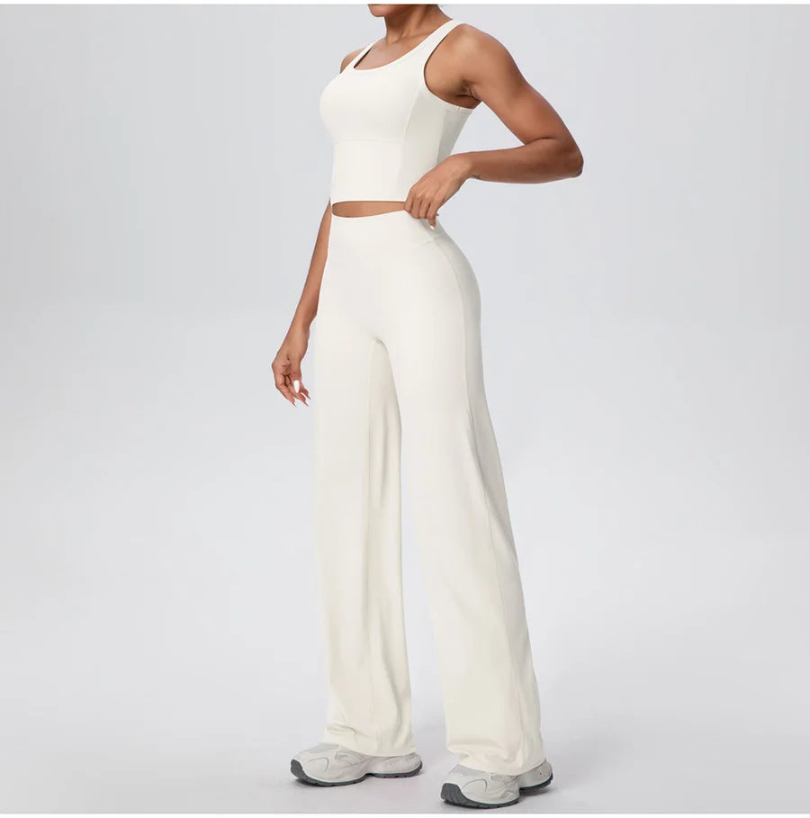 2PCS Yoga Set Women Tracksuit Nude Feeling Workout Sets Gym Clothes Push Up Fitness Running Sportswear Sport Straight tank suit