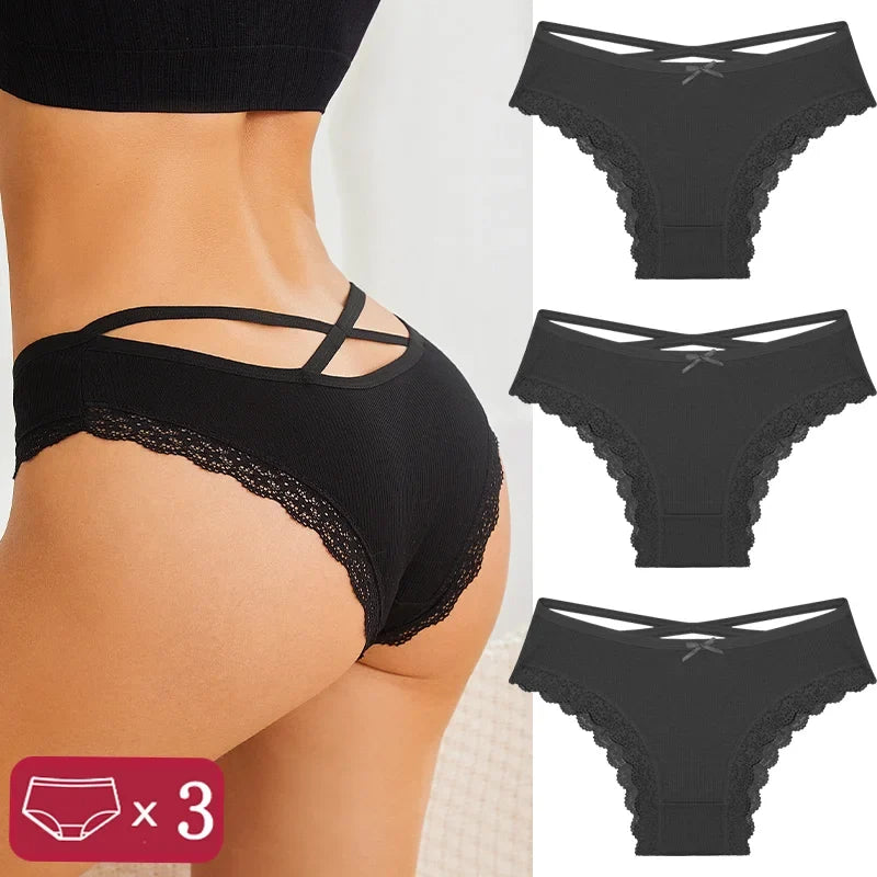 3Pcs Women Cotton Panties Seamless Hollow Sexy Design Unique Low Waist Women Panty Breathable Girl Underwear Soft Lingerie S-XL