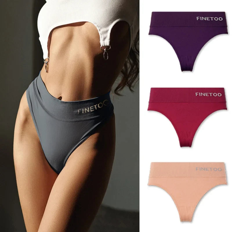 3Pcs M-2XL Seamless Thongs Women High Waist G-string Ladies Comfortable Bikini Panties Thong Underpants Girls Underwear Lingerie