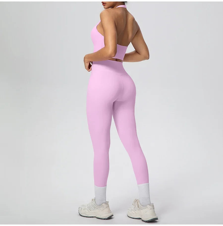Yoga Clothing Set Women's High Waisted Leggings and Top 2 Piece Seamless Fitness Exercise Clothing Gym Sportswear Tracksuits