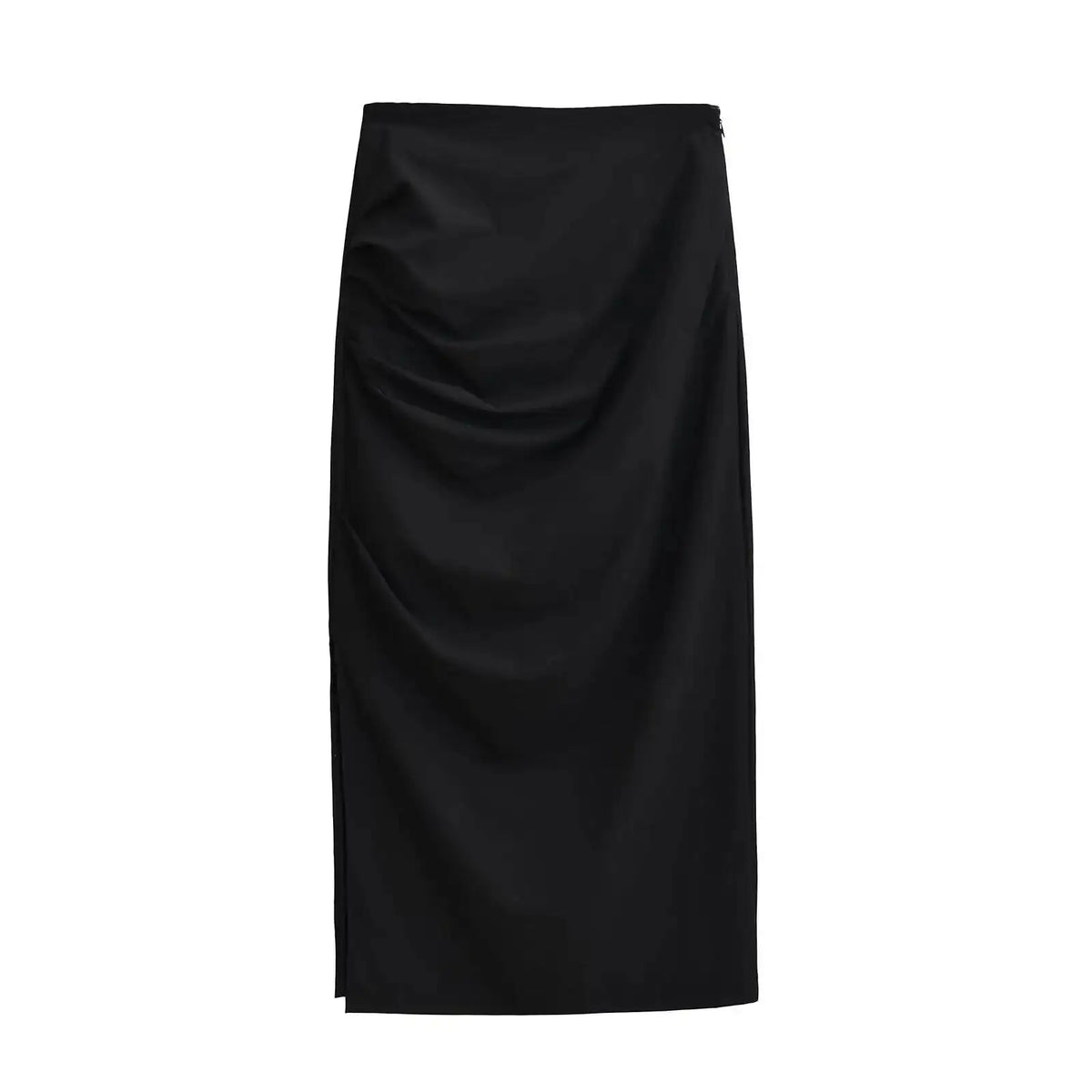 2026 New Pleated Side High Slit Half Length Skirt Women's Summer Spicy Girl Pure Desire Slim Wrap Hip Solid A-line Skirt 7MHN