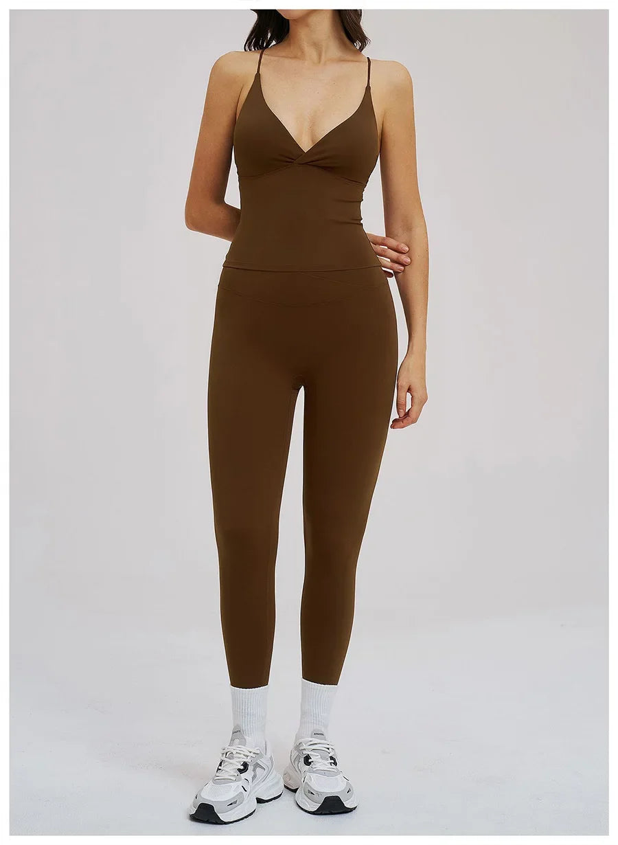 2PCS Yoga Suit Sports Set Women Fitness Quick-Drying Gym Tracksuit Running Nude Feeling Workout Outfit Sport Bra Leggings Suit