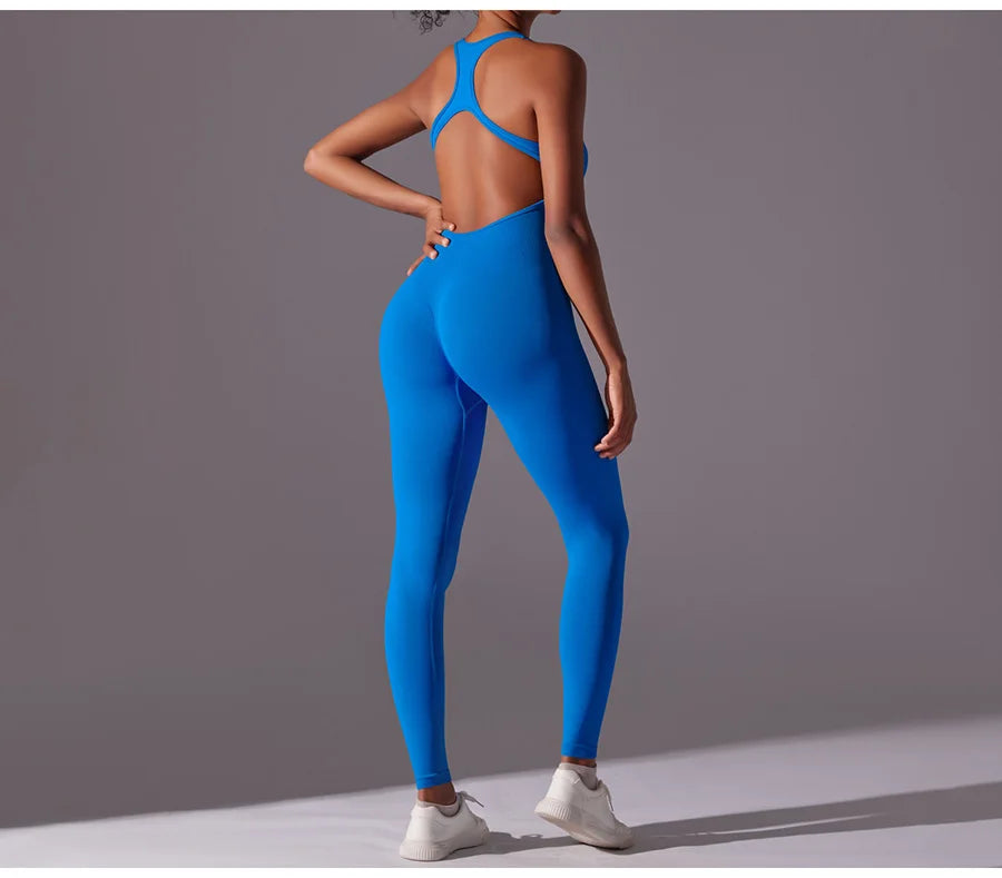 Seamless One-Piece Yoga Jumpsuit Women Fitness Sports Overalls Dance Workout Set Stretch Bodysuit Gym Clothes Push Up Sportswear