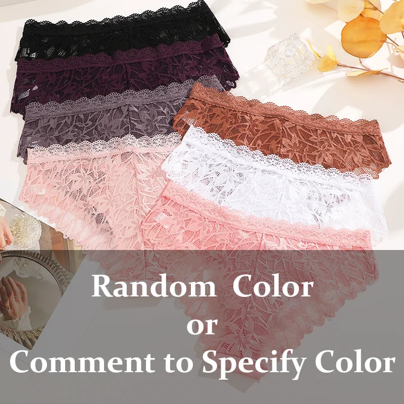 3Pcs/set Lace Sexy Panties Women XS-XL Low-Rise Briefs Sexy Ladies Underwear Trendy Floral Underpants Female Panty Lingerie New