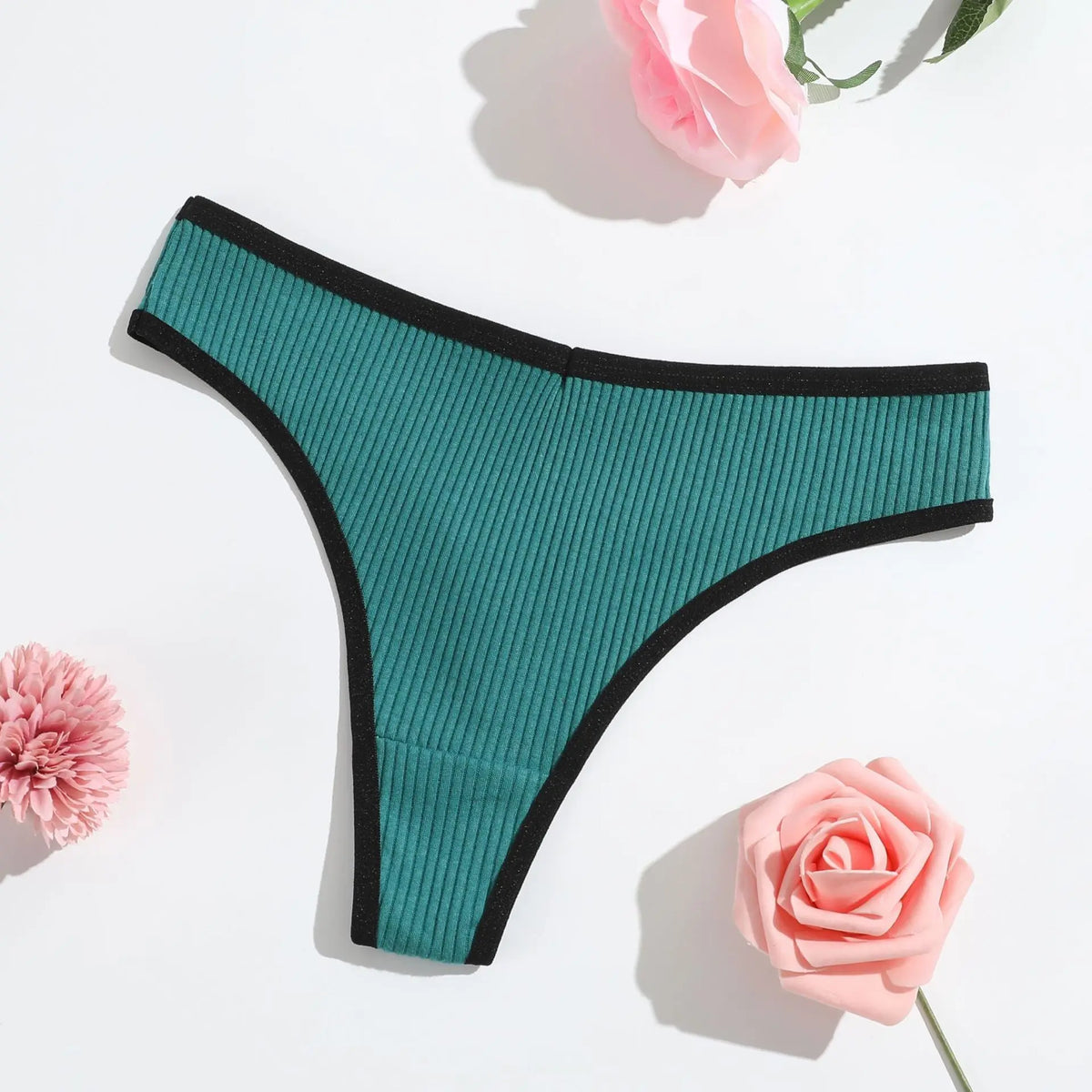 1pcs Seamless Cotton Thong Ribbed Ladies Panties Low Rise Solid Color Sexy G-string Panties Female Breathable Underwear