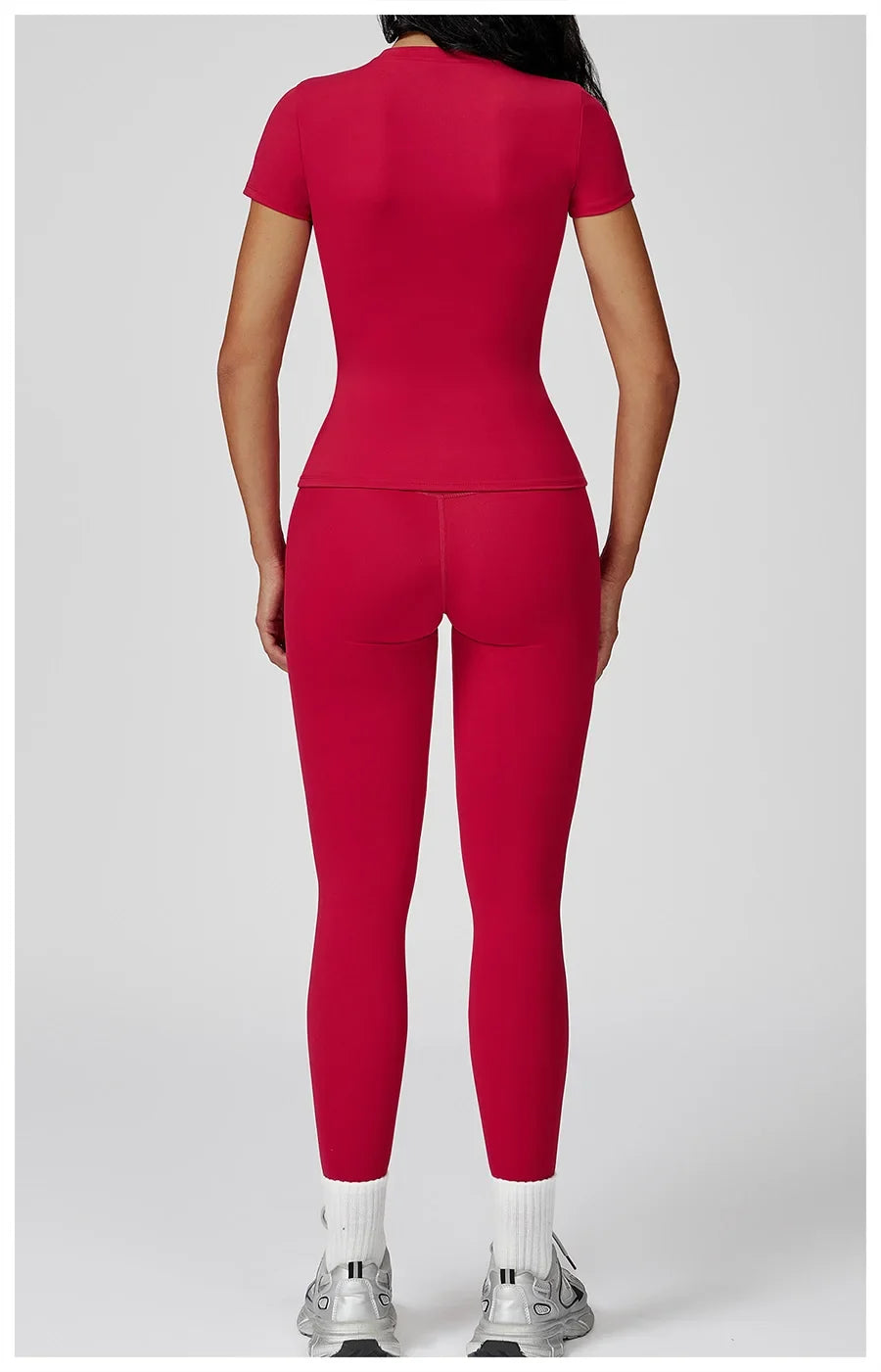 New Yoga Set Two Piece Women Short Sleeve Top with High Waist Leggings Seamless Workout Clothes Patchwork Sport Fitness Gym Sets