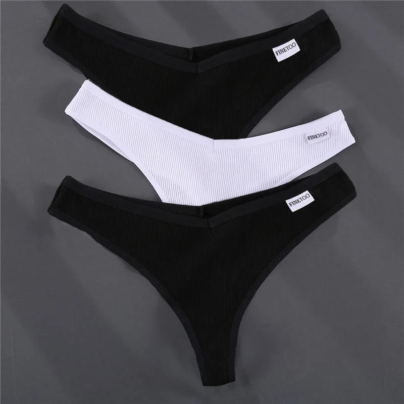 3PCS Cotton Women Thongs Panties Sexy Low Waist Cotton Briefs Female T-Back G-string Girls M-XL Intimate Lingerie