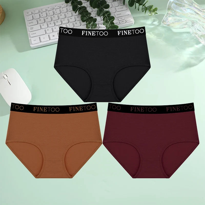 Finetoo 3Pcs/Set Women's Seamless Cotton Briefs Women Plus SizePanties Breathable Underwear Female Low Waist Soft Lingerie S-XXL