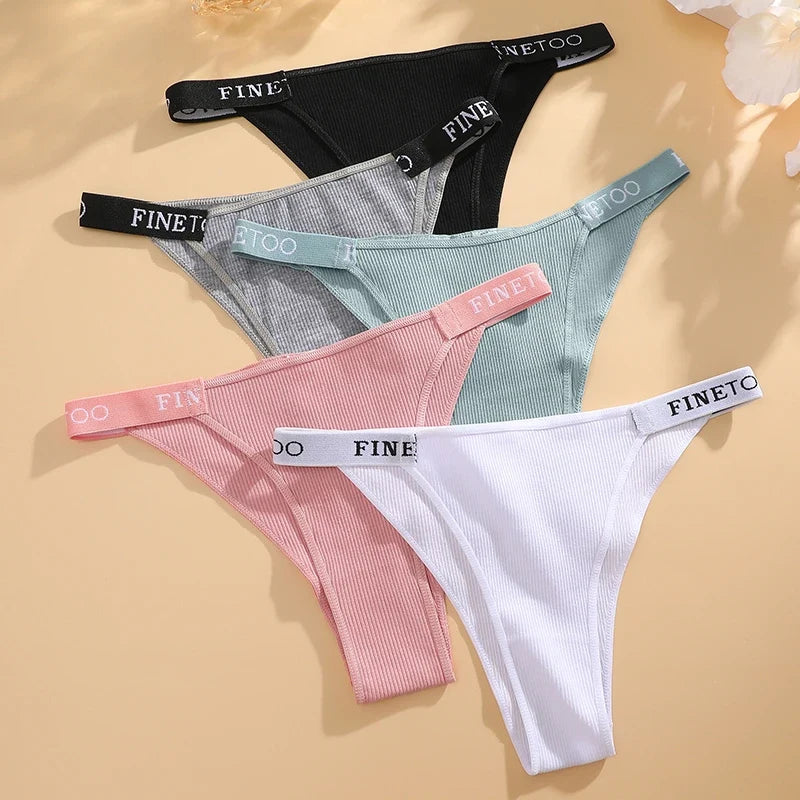 5PCS Women Cotton Maillard Brazilian Sexy Panties Breathable Low Waist Female Underwear Soft Solid Color Intimates High Elastic