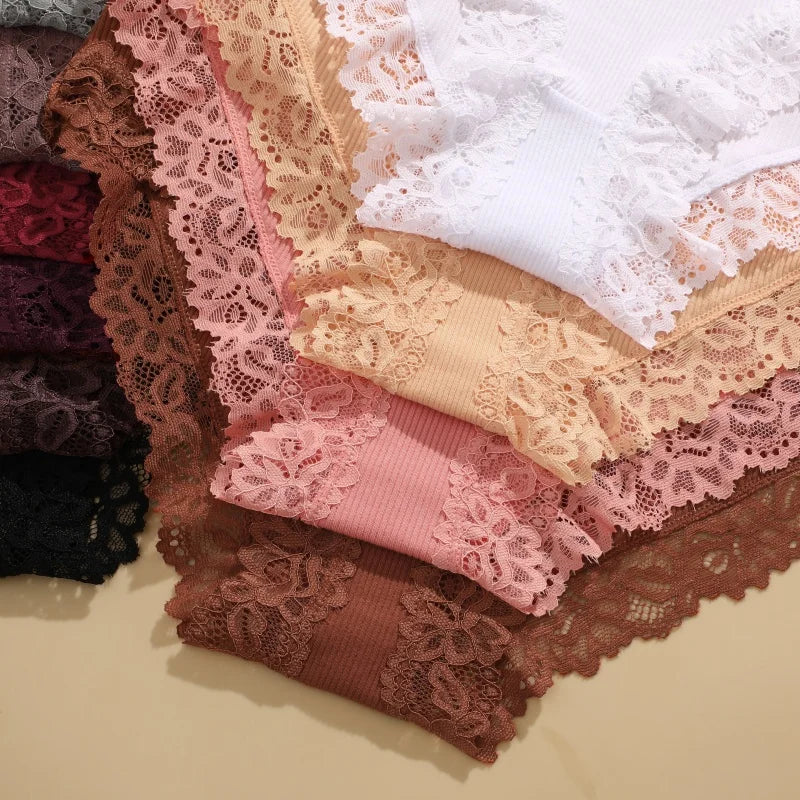 Sexy Cotton Lace Panty Women Low Waist Panties Underwear S-XL Solid Color Ladies Briefs Lingere Underware Comfortable Women