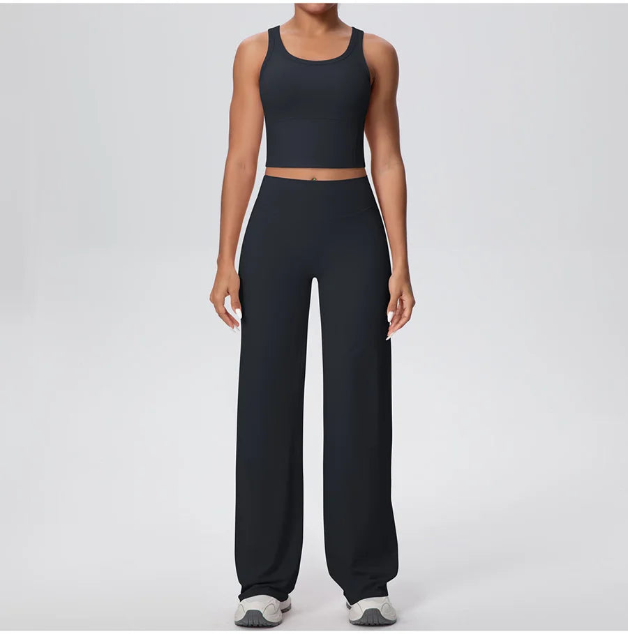 2PCS Yoga Set Women Tracksuit Nude Feeling Workout Sets Gym Clothes Push Up Fitness Running Sportswear Sport Straight tank suit