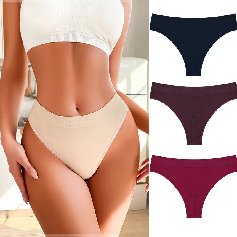 3PCS Seamless Women's Lingerie Female Thongs Sexy Underwear Low-Rise Underpant Women's Panties Intimates Bikini Briefs S-XL