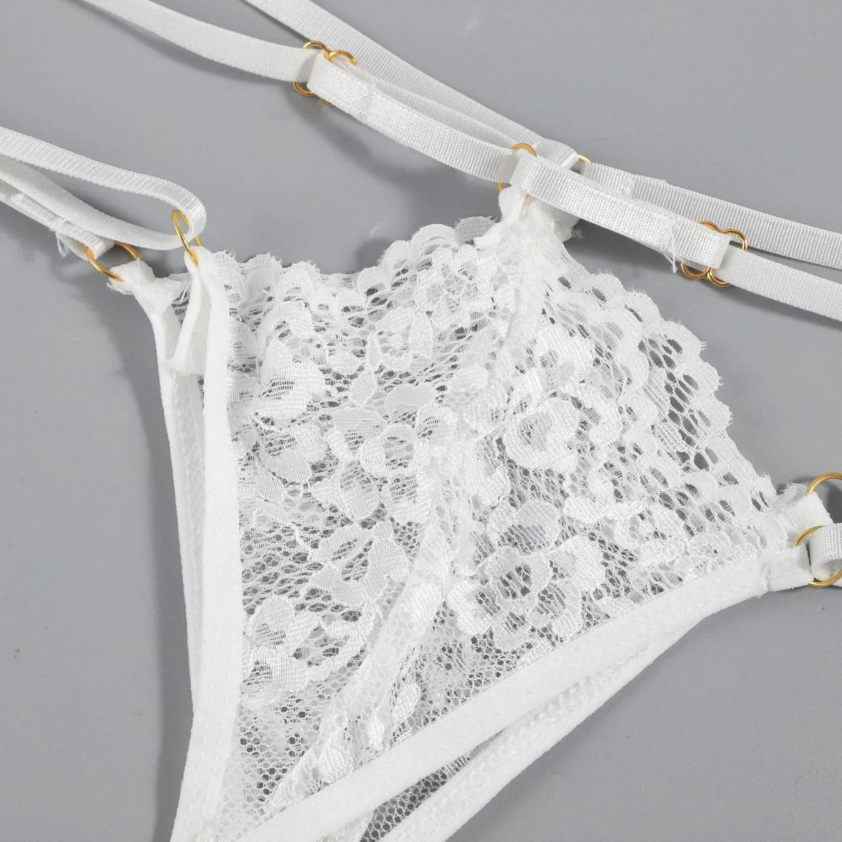 3PCS Lace See Through Bra Set Women Sexy Lingerie Underwear Halter Tops Bra and Panties Garter Intimate Sex Costumes