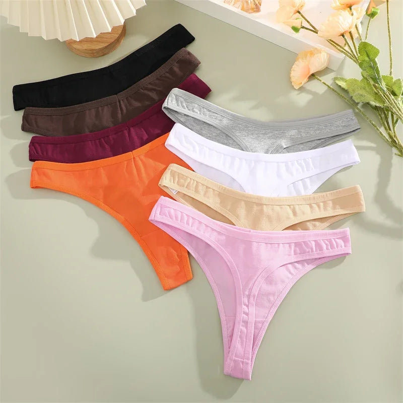 5Pcs Women Sexy Cotton Thongs Female Bikini Panties G-String Underwear Thongs Striped Panties Female Underwear T-Back Intimat