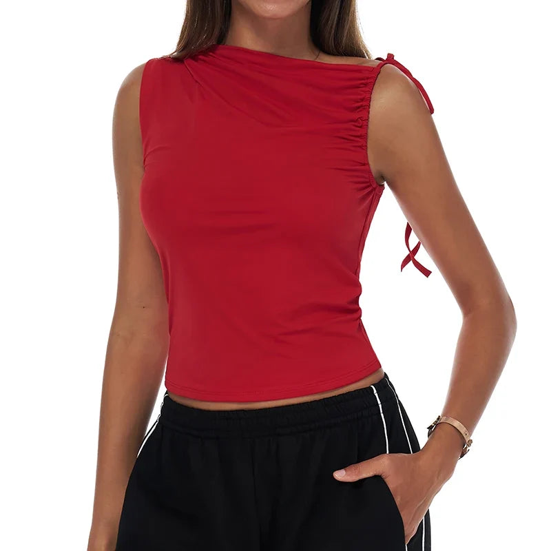 Sexy Shoulder Yoga Top Sleeveless Fitness Women Solid Color Gym Shirt Breathable Quick Dry Running Vest Sportswear