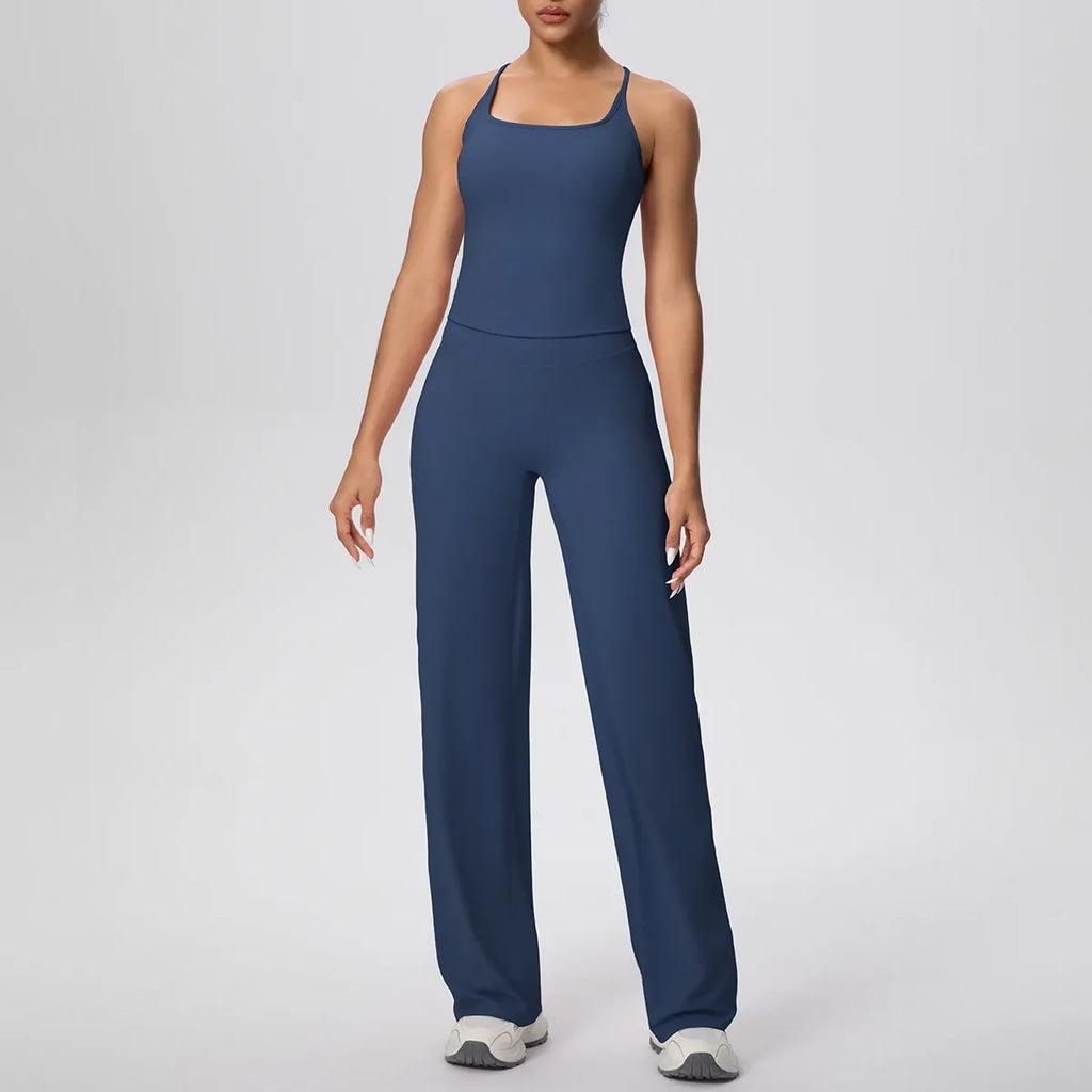 Yoga Set 2PCS Women Tracksuit Nude Feeling Workout Sets Gym Clothes Push Up Fitness Running Sportswear Sport Vest Leggings Suit