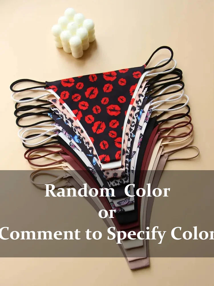 10Pcs Seamless Thong Women Thin Strap Low Waist High Flexibility Panties Sexy Underwear Ladies Briefs T-back Comfortable Women