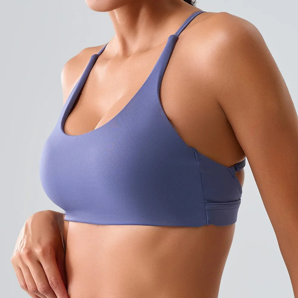 Beautiful Back Cross Back Women Bra Fitness Bra Tights Yoga Vest High Strength Shockproof Gym Sports Top Push Up With Chest Pad