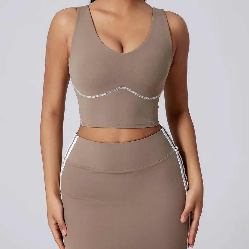 Women Vest Tank Top Tennis Suit Fitness Yoga Set Casual Outdoor Short Skirt Running Golf Gym Suit Female Breathable Sportswear