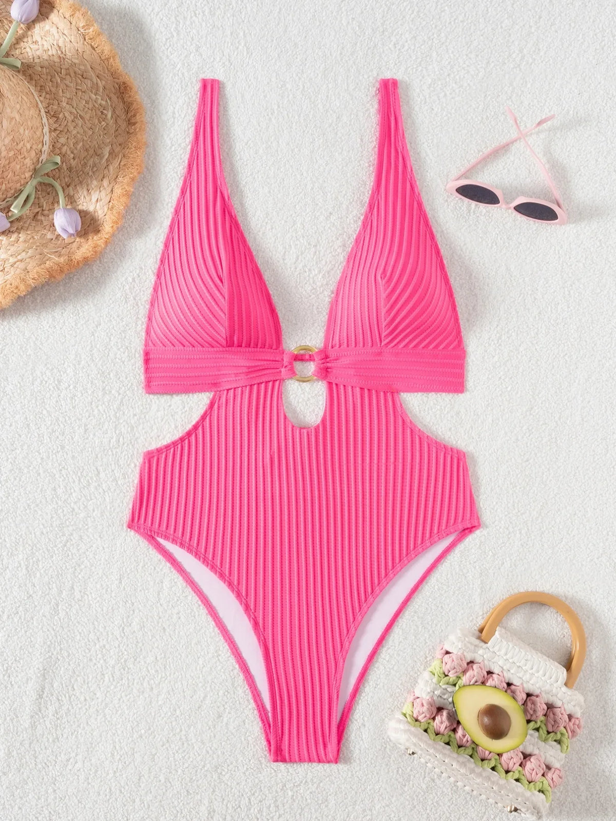 2026 Deep V Neck Cut Out Women Swimwear One Piece Swimsuit Female High Leg Cut Monokini Bather Backless Bathing Swim Beachwear