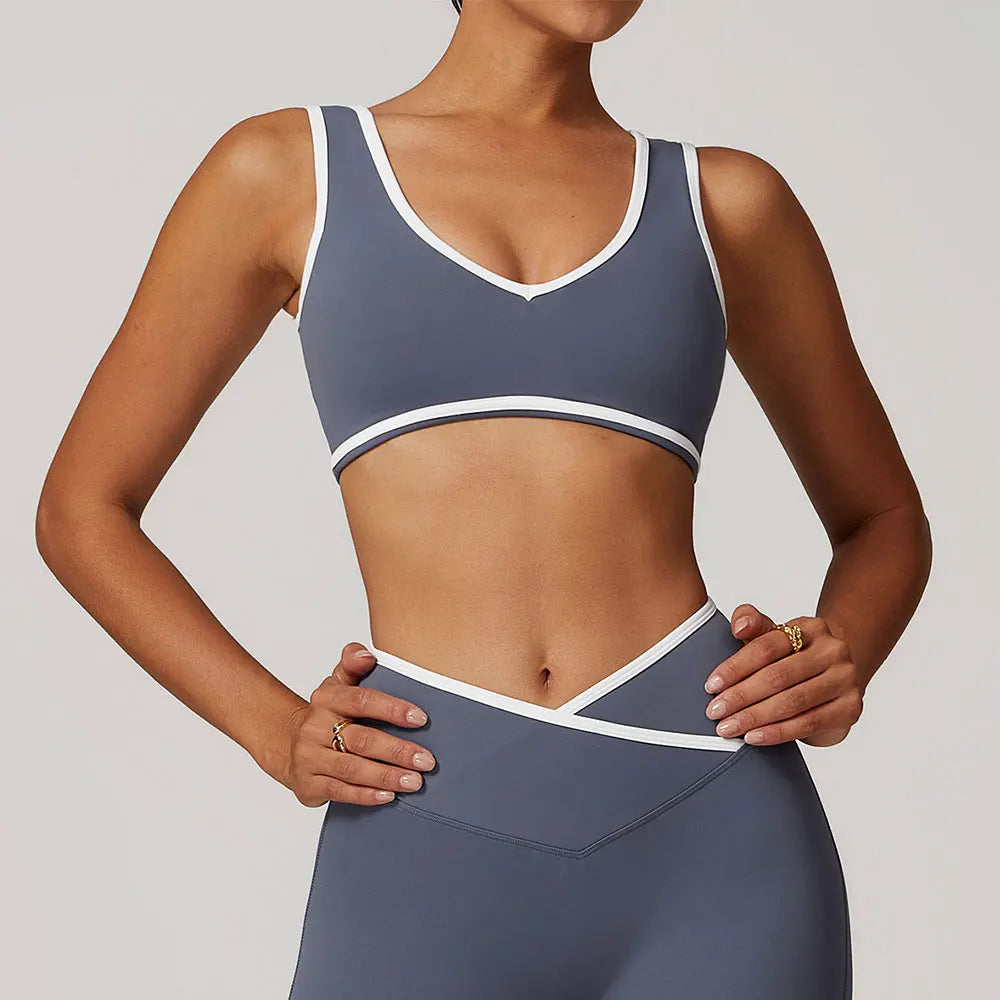 Sports Underwear Women Top Push Up Fitness Yoga Bra Color Blocking Workout Bra Gym Sport Tops For Women Breathable Running Vest
