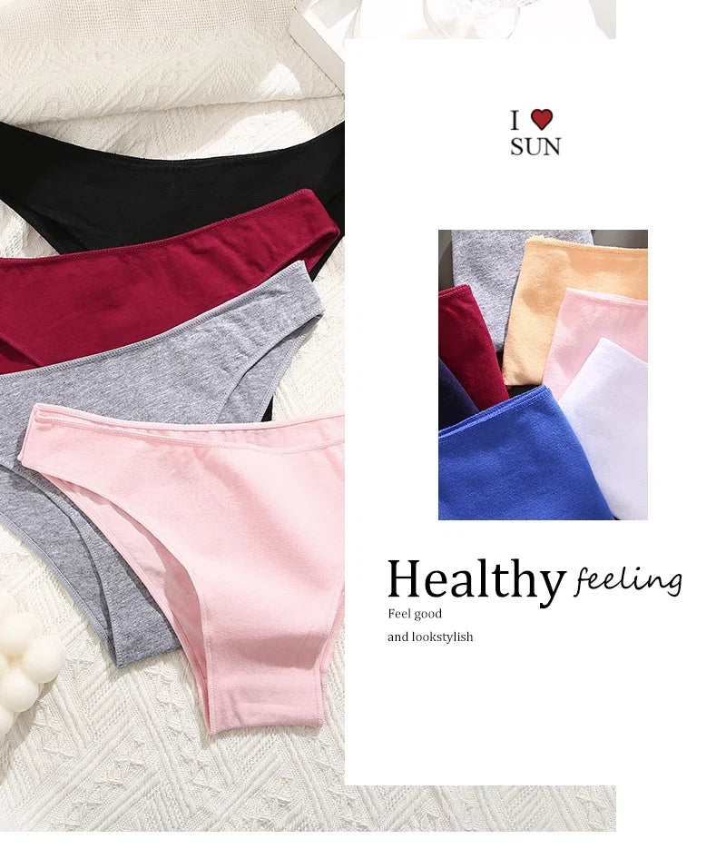 3Pcs Women's Cotton Seamless Briefs Intimates Women Sexy Panties Solid Color Breathable Underwear Female Low Waist Soft Lingerie