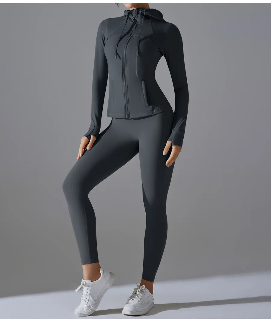 New Yoga Set 2PCS Sports Outfits Women Clothes Fitness Tracksuit Gym Legging Workout Long Sleeved Female Yoga Suit Sportswear