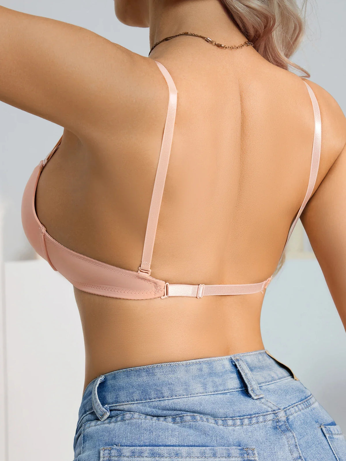 1Pcs Daily Basic Women's Bra Solid Front-Clasp Lining Push-Up Bra Comfortable Underwire T-Shirt Bra for Women