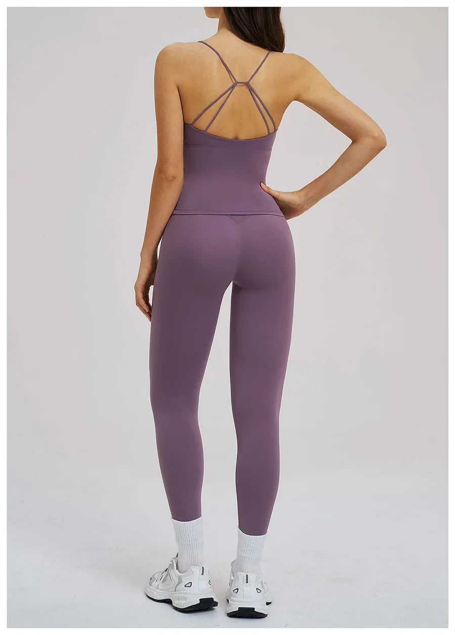 2PCS Yoga Suit Sports Set Women Fitness Quick-Drying Gym Tracksuit Running Nude Feeling Workout Outfit Sport Bra Leggings Suit