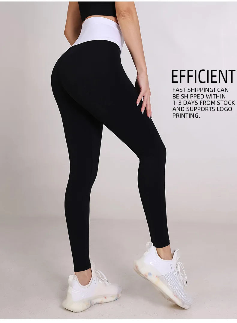 Spliced V-shaped Waist Sportwear Yoga Pants for Women 2025 Training Gym Clothes Wrap Tights Leggings Female Clothing