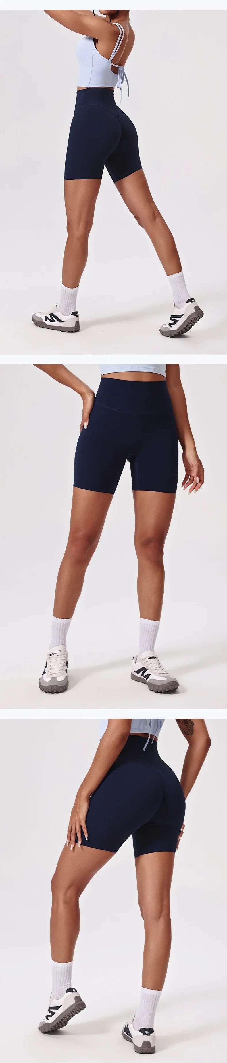 Summer High Waisted Yoga Shorts for Women Fashionable and Sexy Running Fitness Pants Solid Color Yoga Leggings Elastic Tights