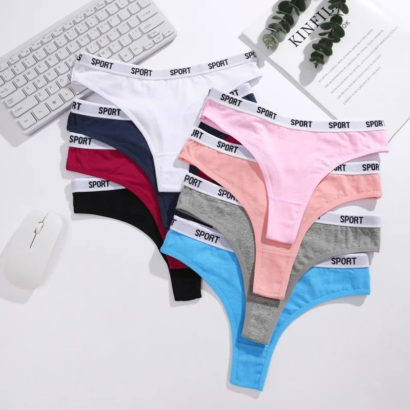 5Pcs/Set Women Thongs Cotton Panties Plus Zise Underwear Sexy G-String Low Waist Briefs Underpants Comfortable Lingerie S-XL