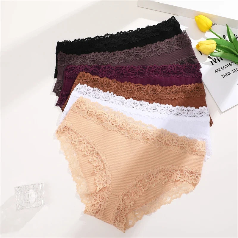 Sexy Cotton Lace Panty Women Low Waist Panties Underwear S-XL Solid Color Ladies Briefs Lingere Underware Comfortable Women