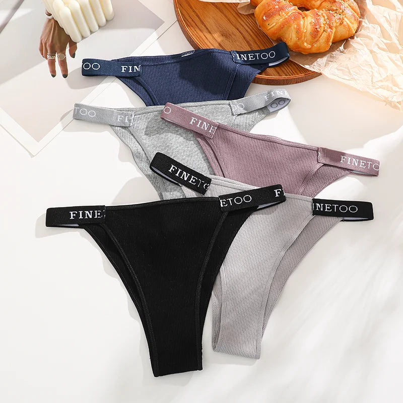 5PCS Women Cotton Maillard Brazilian Sexy Panties Breathable Low Waist Female Underwear Soft Solid Color Intimates High Elastic