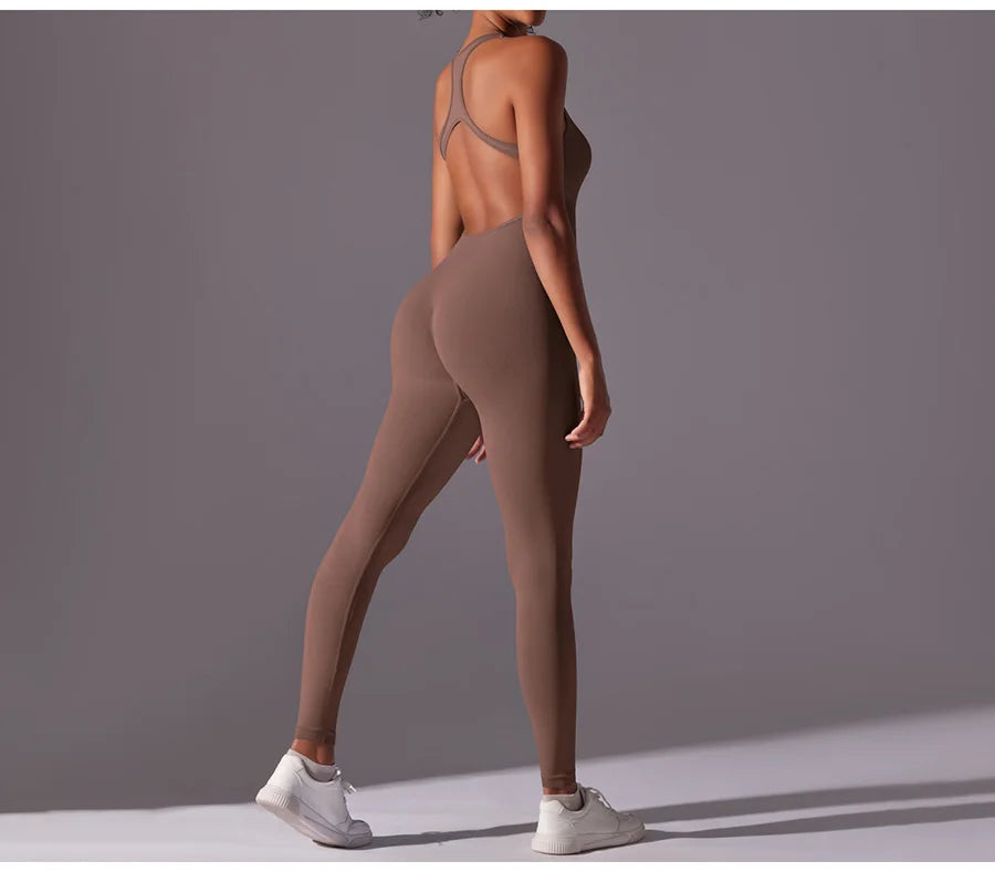 Seamless One-Piece Yoga Jumpsuit Women Fitness Sports Overalls Dance Workout Set Stretch Bodysuit Gym Clothes Push Up Sportswear