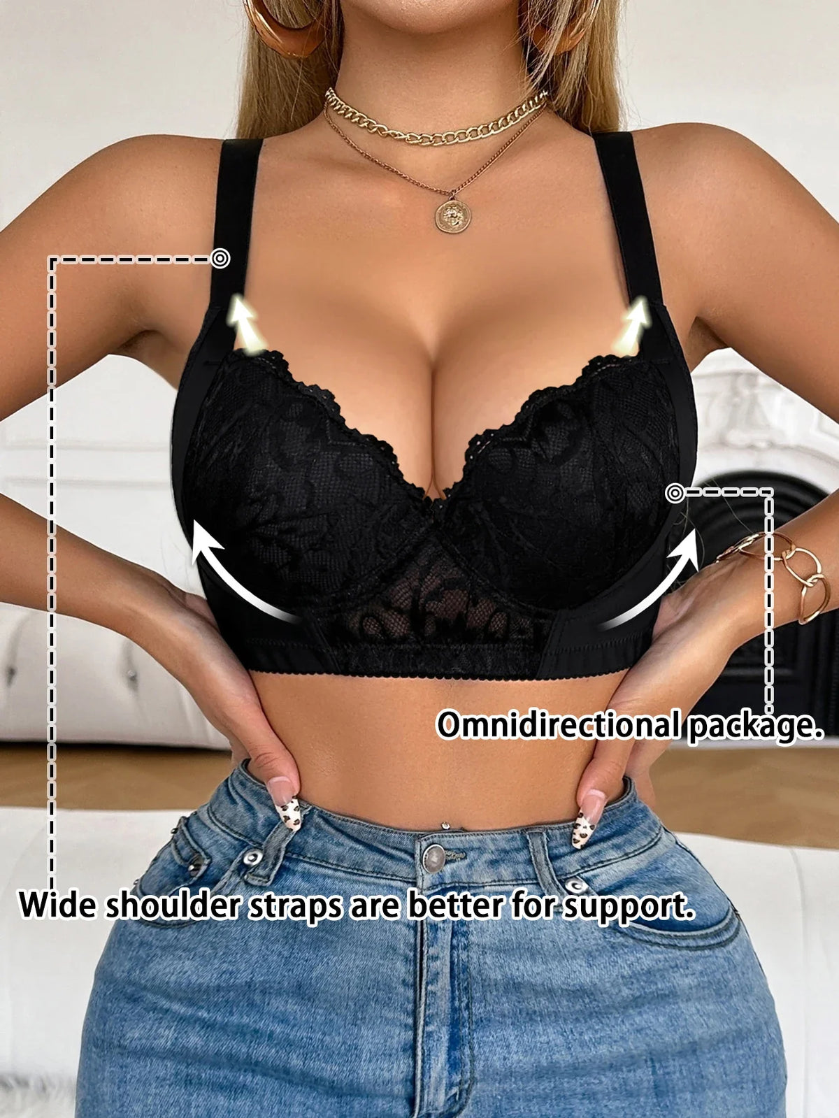 Push UP Bra for Women Lace Trim B C Cup Padded Bust Enhancing sexy bras Side Support Function Comfortable bra