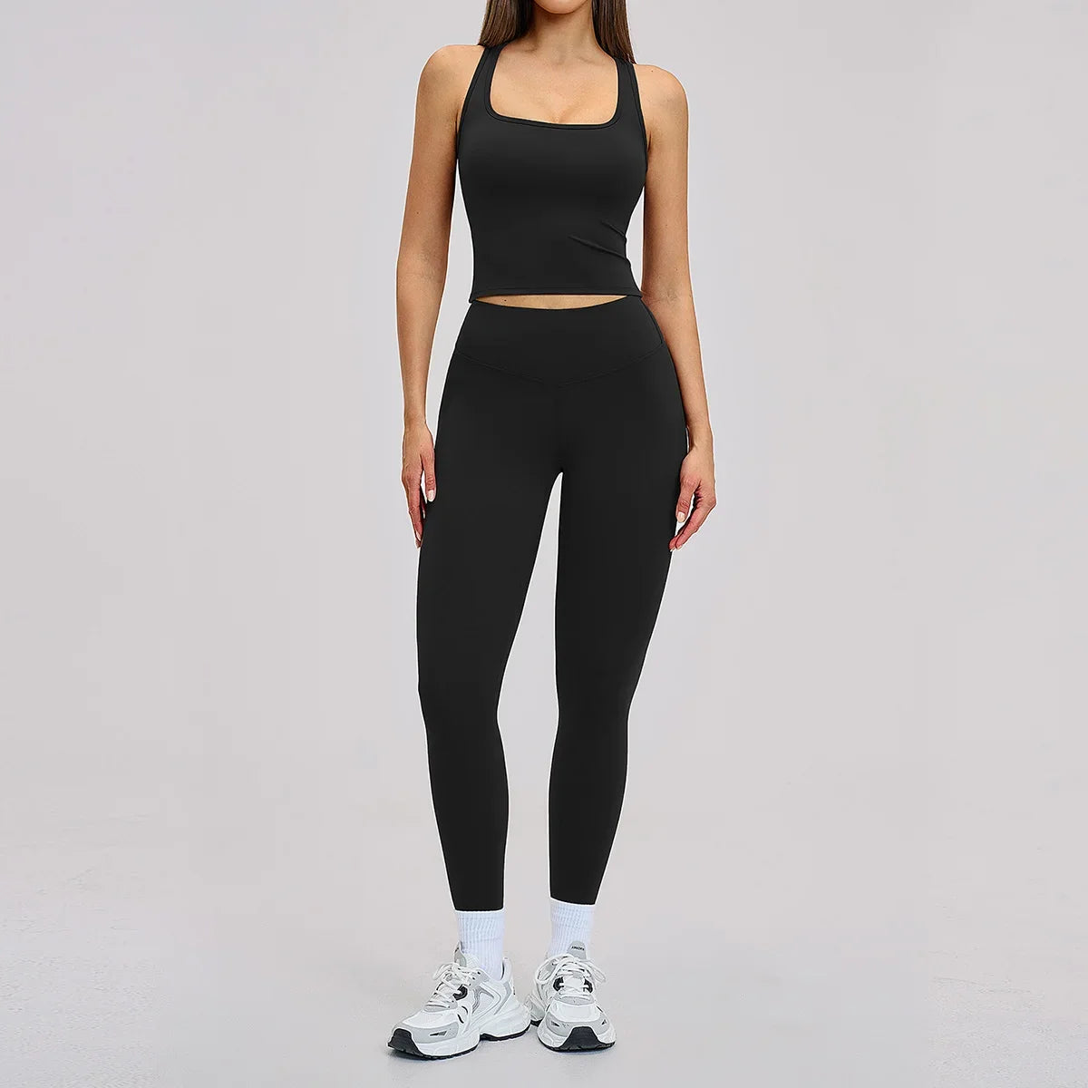 New Yoga Set 2PCS Gym Clothes Workout Outfits Women Long-sleeved T-shirt Sportswear Tracksuits Fitness Sports Vest Gym Leggings