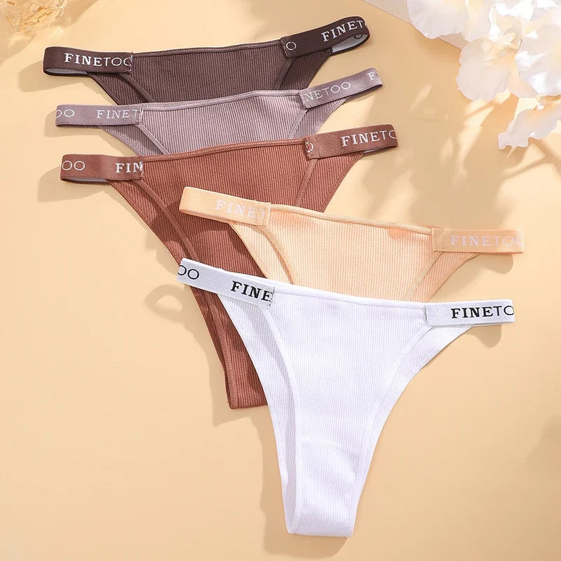 5PCS Women Cotton Maillard Brazilian Sexy Panties Breathable Low Waist Female Underwear Soft Solid Color Intimates High Elastic