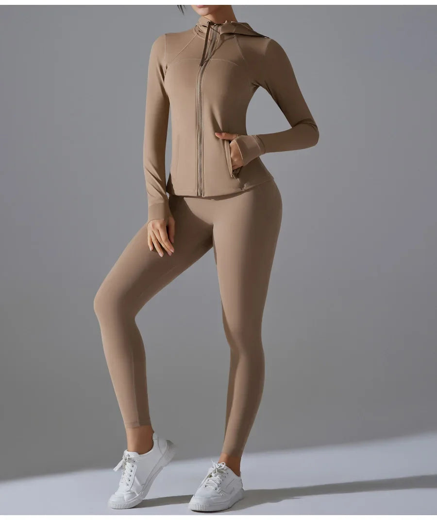 New Yoga Set 2PCS Sports Outfits Women Clothes Fitness Tracksuit Gym Legging Workout Long Sleeved Female Yoga Suit Sportswear