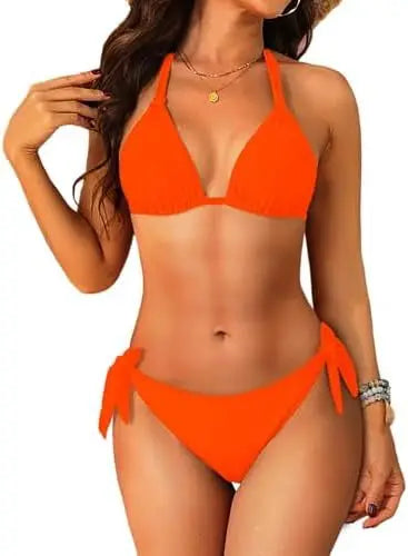 2026 Print Sexy Bikini Sets Halter Lace-up Tops Thongs Beach Style Bathing Suit Y2k Swimsuits Women Beachwear Купальник Женский