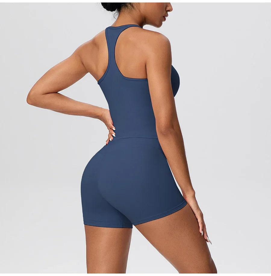 New 2Pcs Yoga Sets Naked Feel Women Workout Fitness Gym Clothes High Waist Yoga Shorts And Sports Bra Impact Shorts Workout Sets