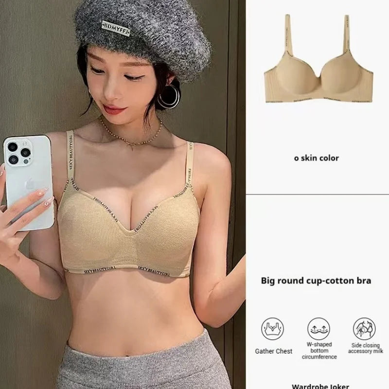 Deep V Knitting Bra Women's Underwear Small Chest Sexy Push Up Lingerie Seamless Bra for Women Bra Thick Bralette 32-38AB
